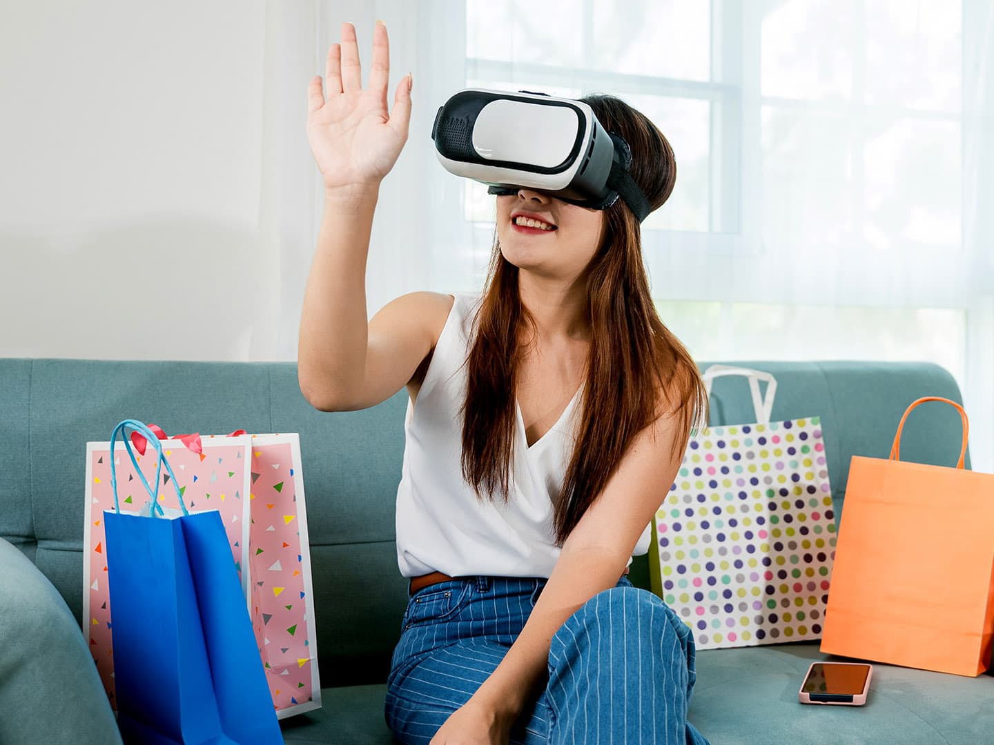 Augmented reality brilliant ballet with modern shopping